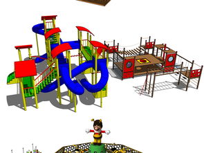 儿童游乐场设施SU模型设计图下载指南 公共场所与露天游乐设备资源库